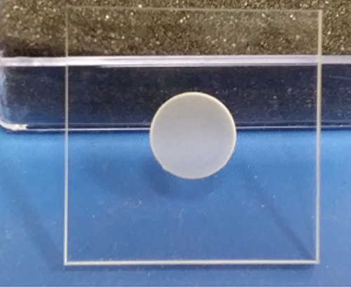 Zero Diffraction Plate for XRD sample: 30 x 30 x 2.5 mm with Cavity 10 ID x 1.0 mm, 2sp, SiO2 Crystal - ZeroSO303025S2cavity10D